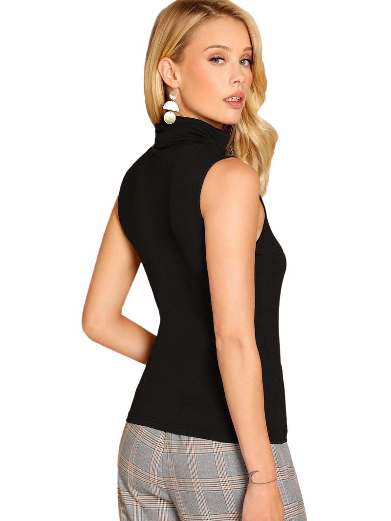 Verdusa Women's Sleeveless High Turtleneck Tank Top Black L - Image 5